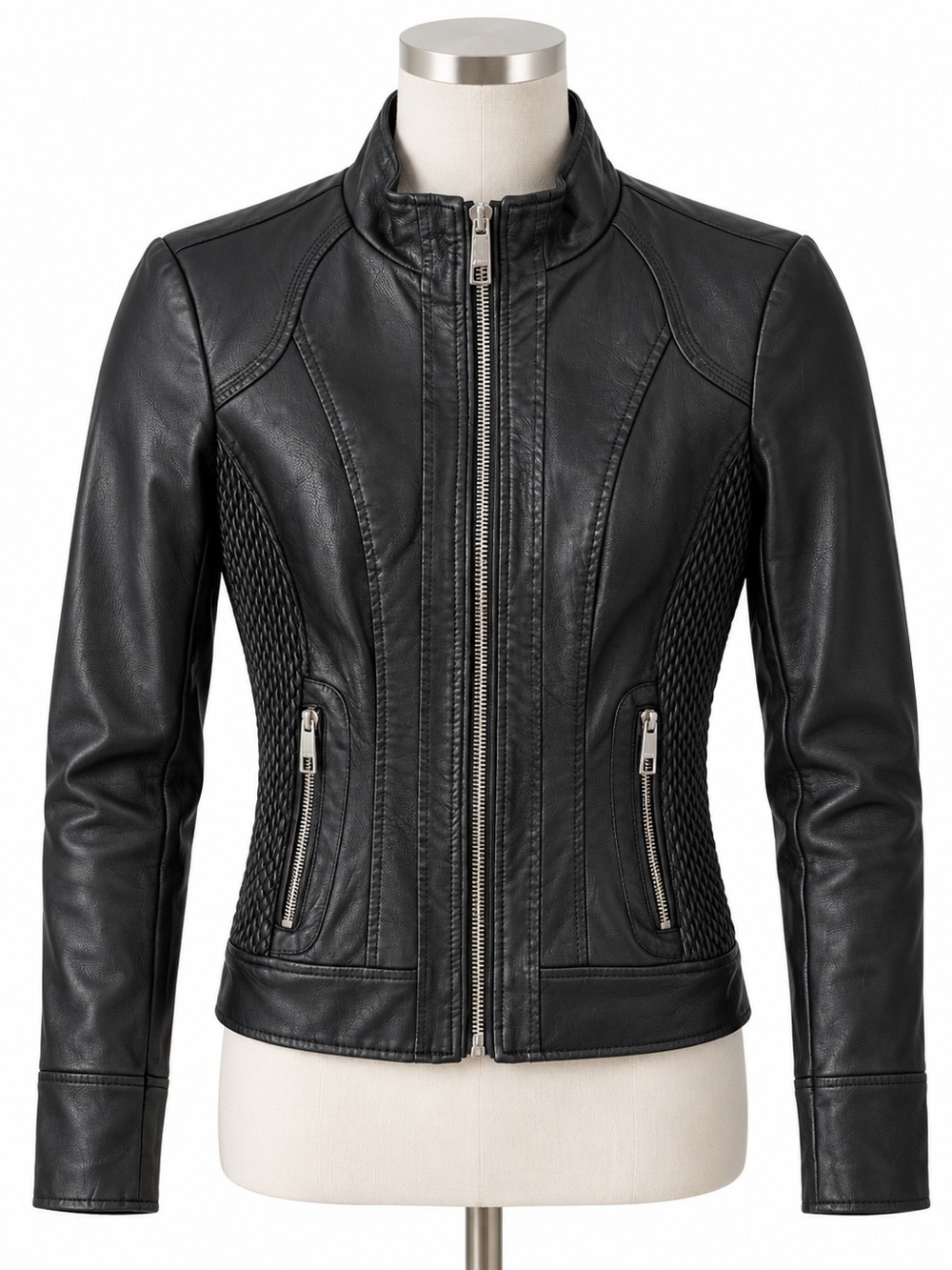 GUESS Black Faux Leather Moto Jacket